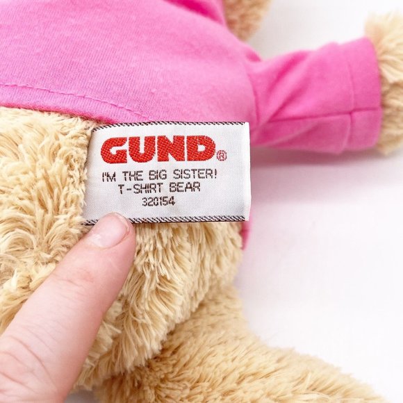 GUND Brown Teddy Bear Plush I'm the Big Sister Pink Shirt Stuffed Animal Toy 12” - Picture 6 of 9